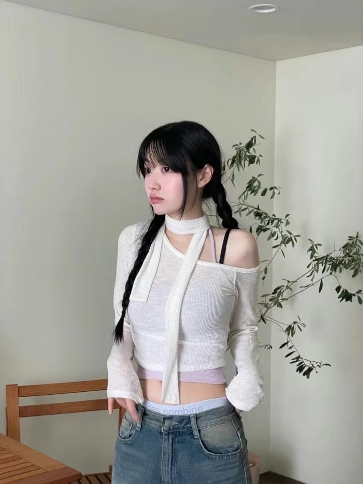 小性感綁頸斜肩Top