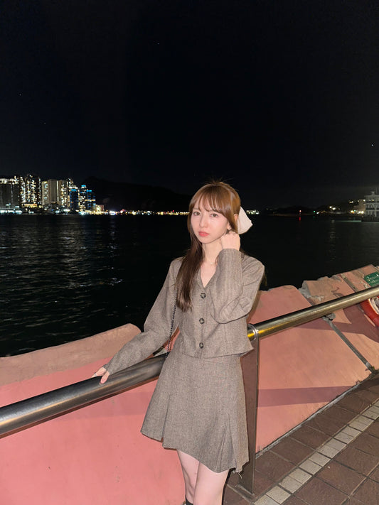 韓國onni短版西裝Set