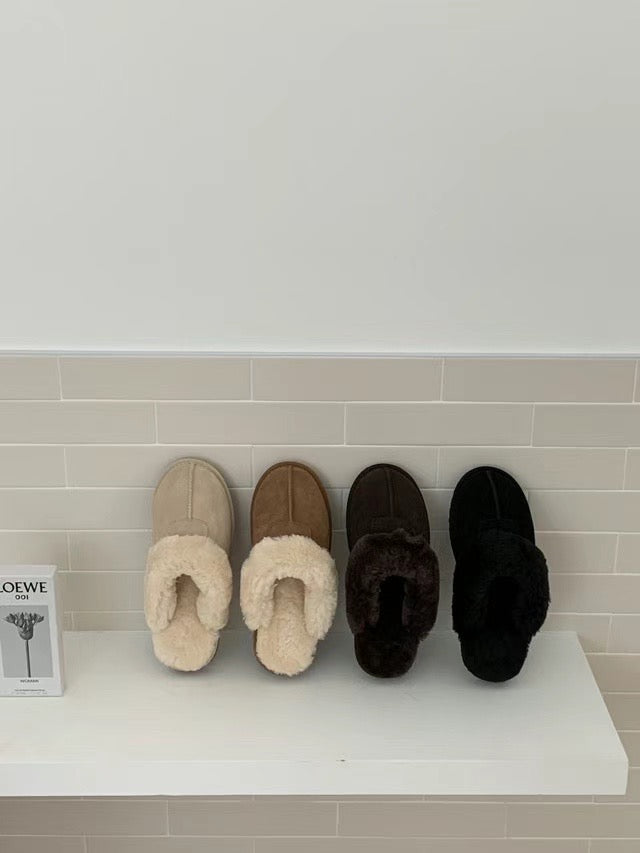 3cm增高!! Color Cashmere Leather Slipper