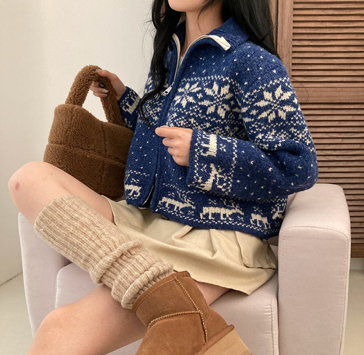 \超有feel/ 雪花點點拉鏈外套