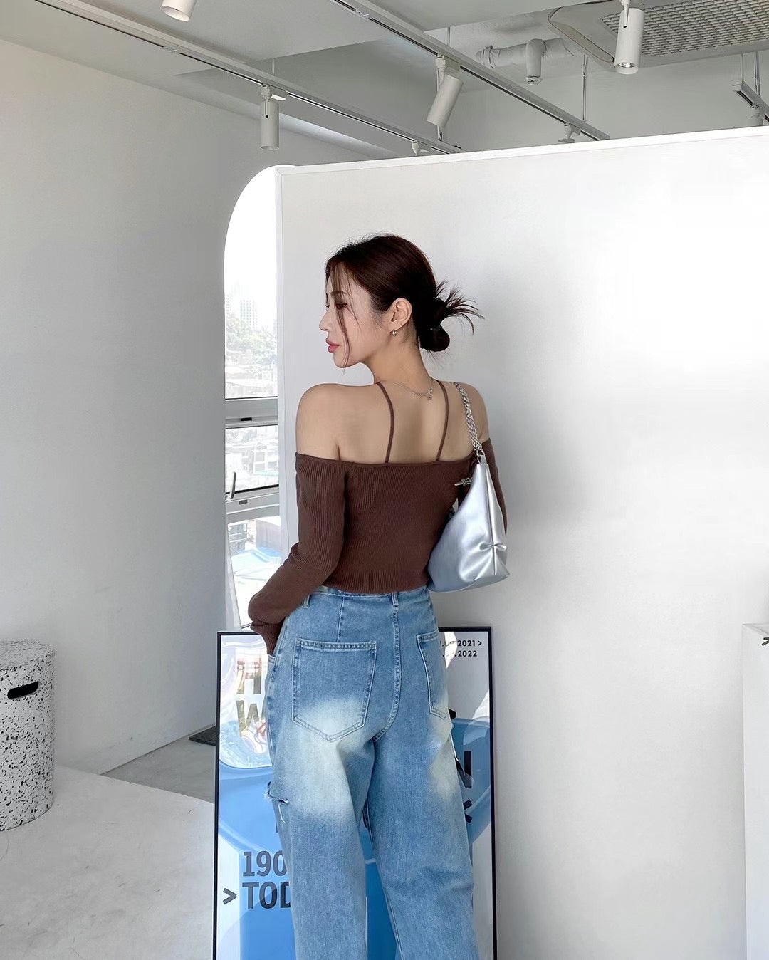 小性感V領掛脖長袖Top