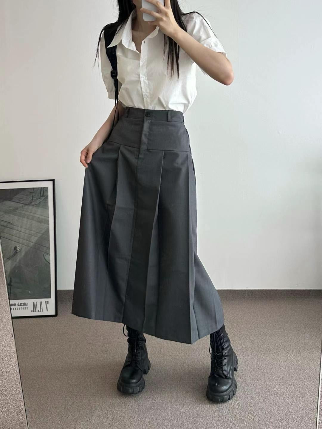 質感西裝百褶長裙