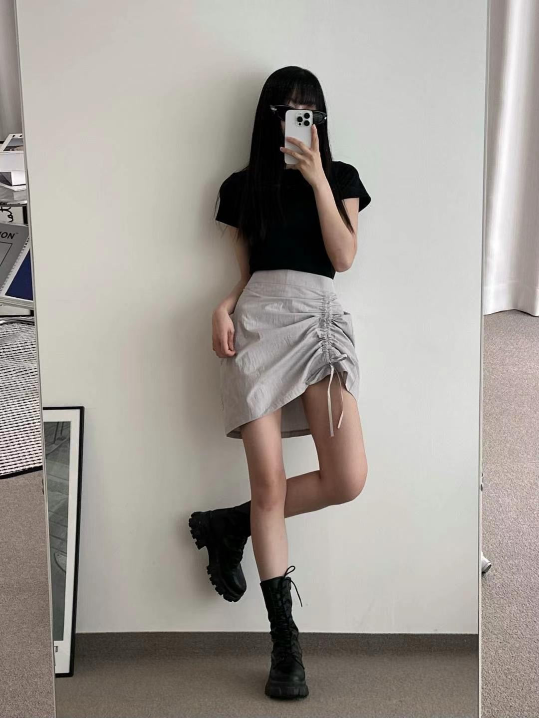 Y2k魚骨辮索帶短裙