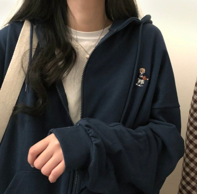 可愛熊熊連帽拉鏈外套