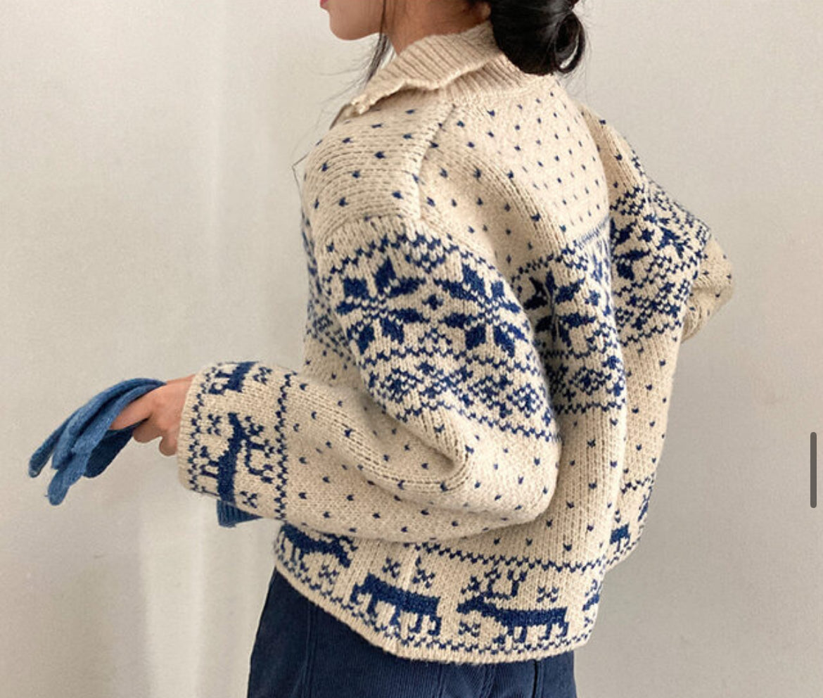 \超有feel/ 雪花點點拉鏈外套