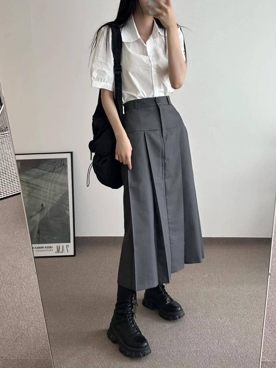 質感西裝百褶長裙