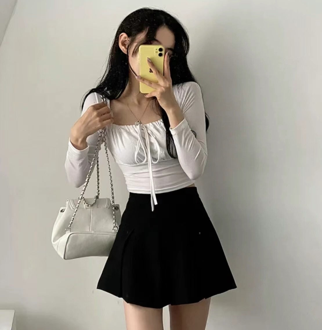 小性感交叉綁帶長袖Top