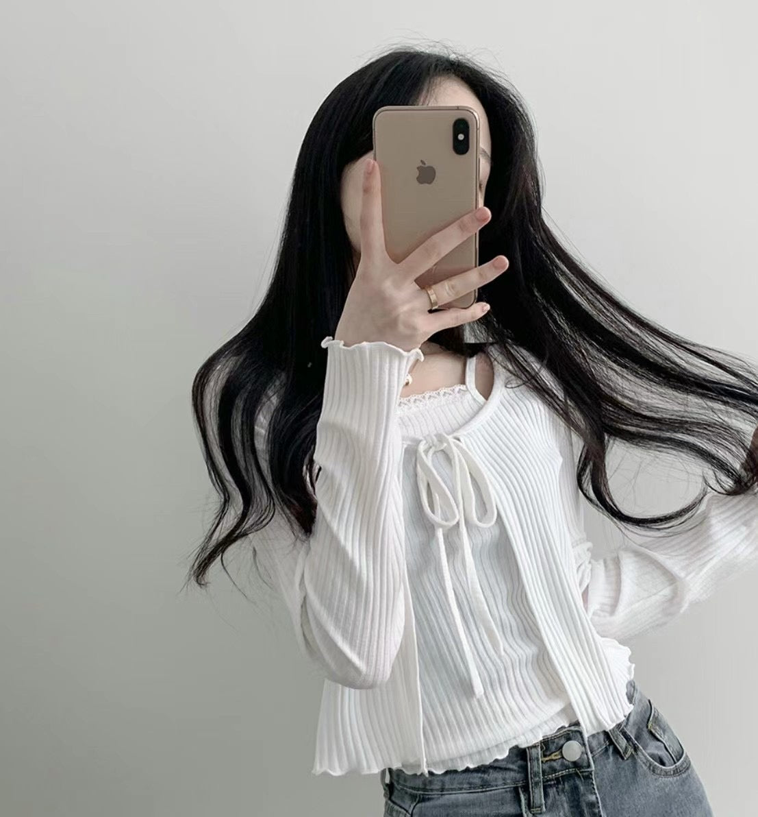 甜美蕾絲小吊帶外套Set