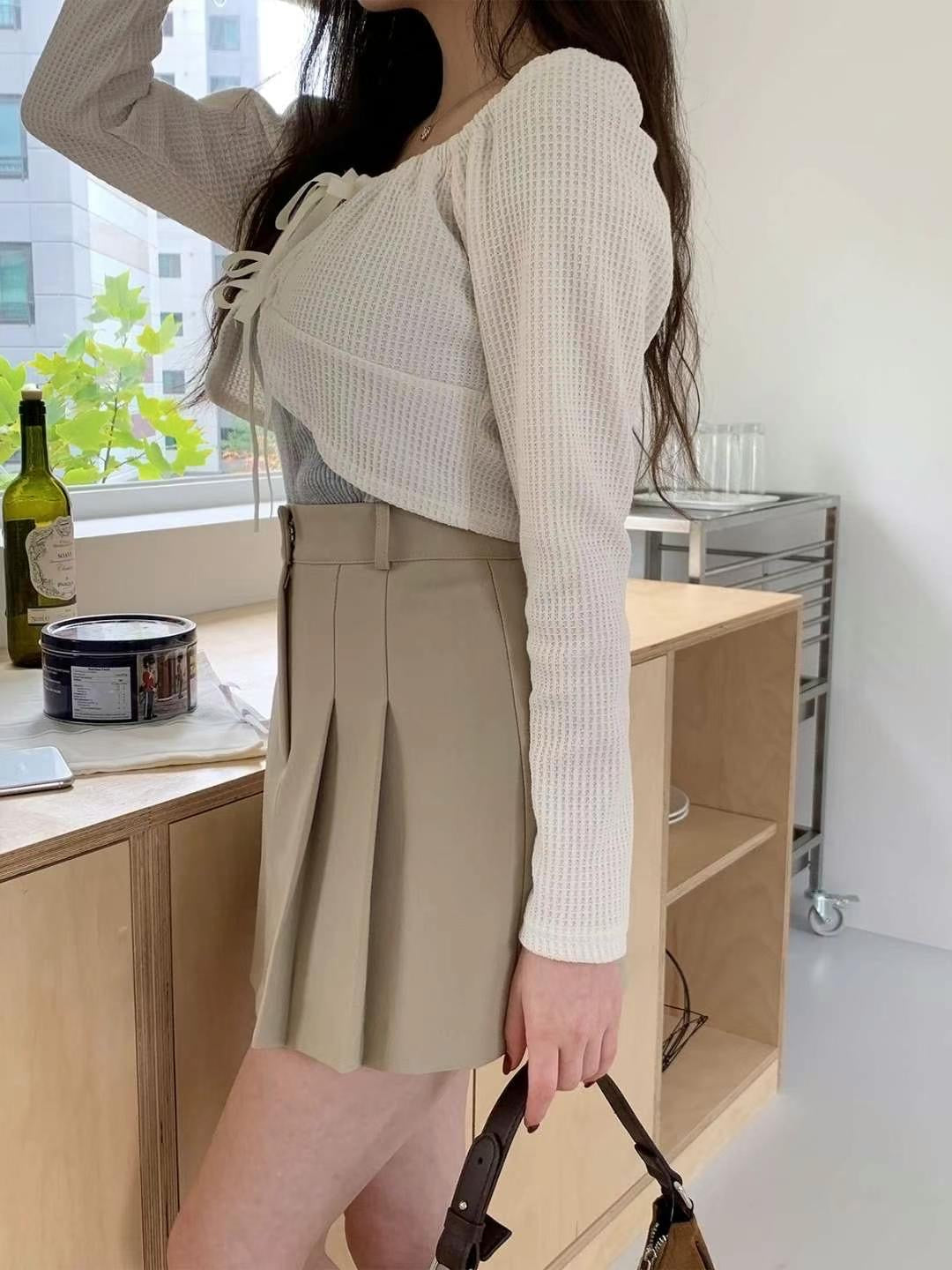 Double Ribbon Waffle Cardigan