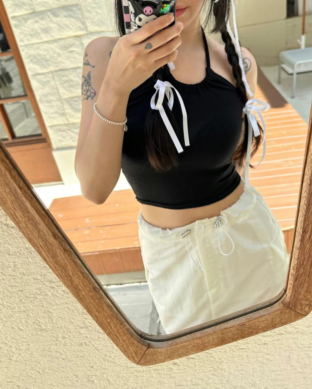 交叉綁帶掛頸性感小背心