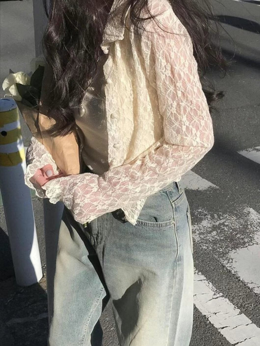 Sexy Flower Grid Lace Cardigans