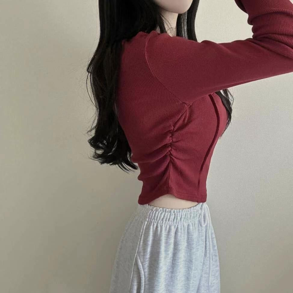 針織鈕扣車線Crop Top