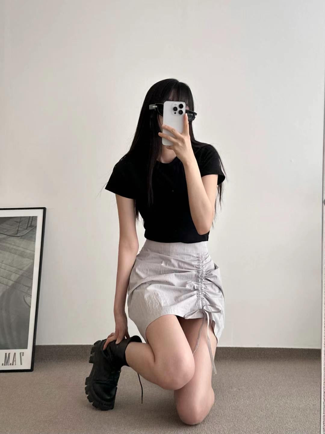 Y2k魚骨辮索帶短裙