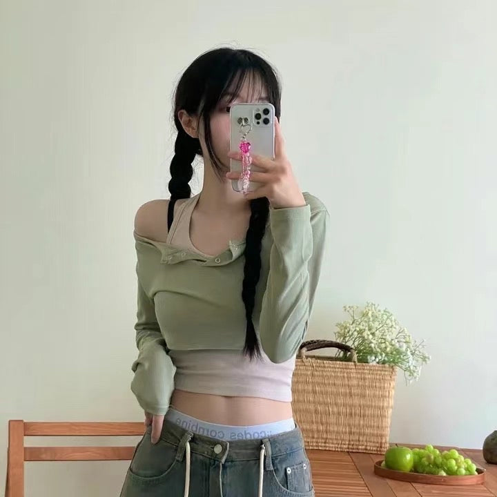 小性感掛頸背心兩件套