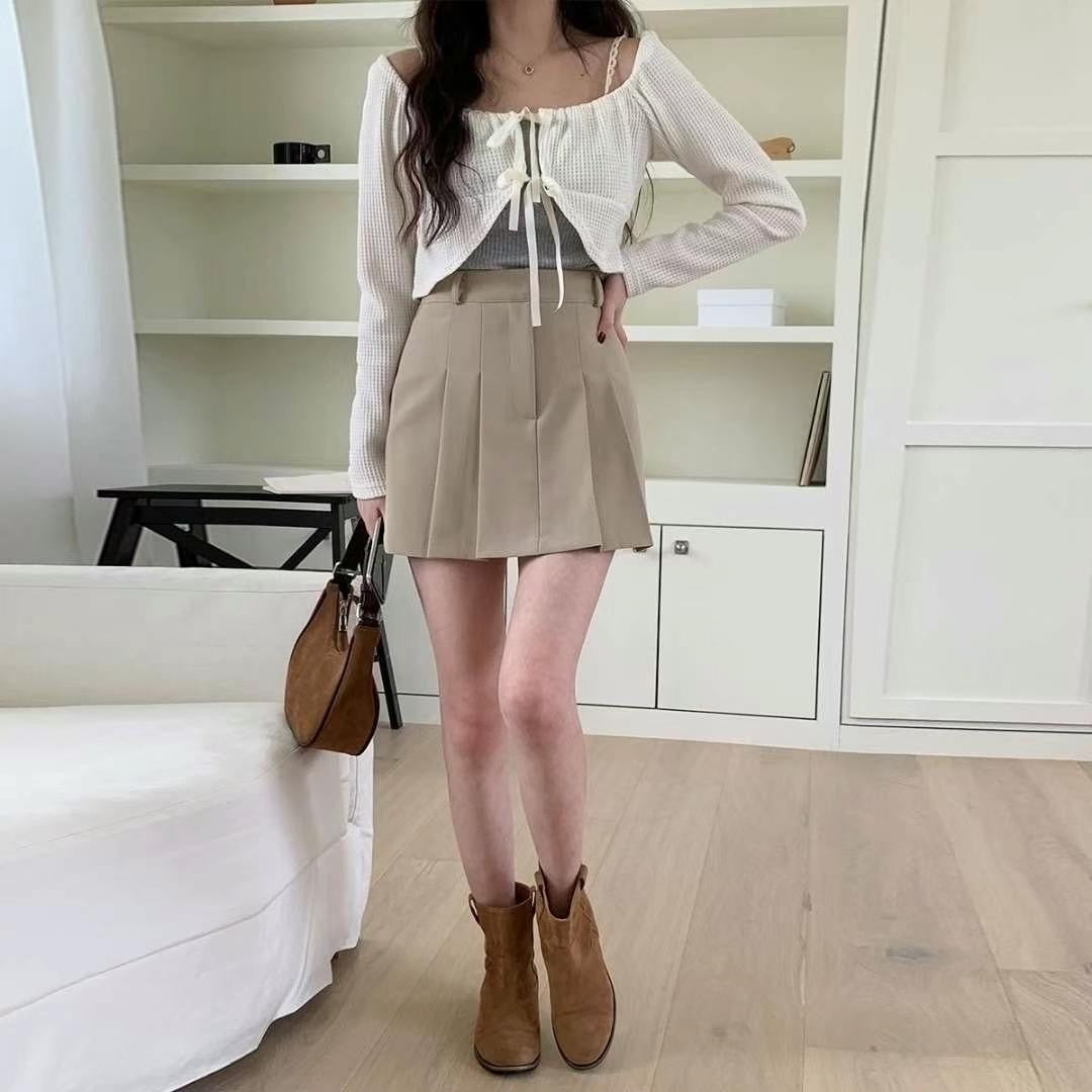 Double Ribbon Waffle Cardigan