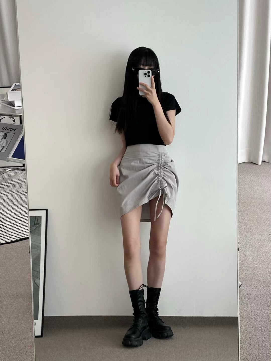 Y2k魚骨辮索帶短裙