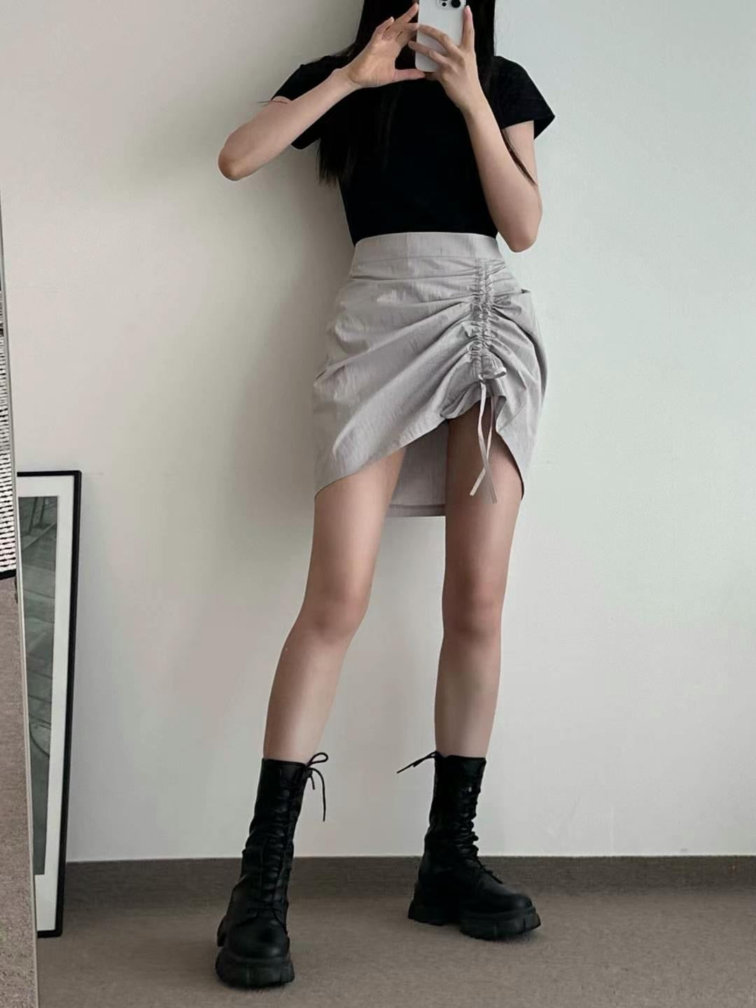 Y2k魚骨辮索帶短裙