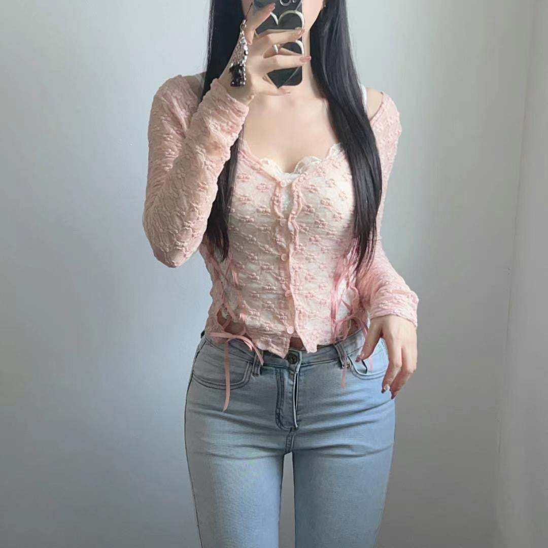 性感甜美蕾絲花花Cardigans