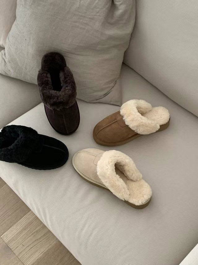 3cm增高!! Color Cashmere Leather Slipper