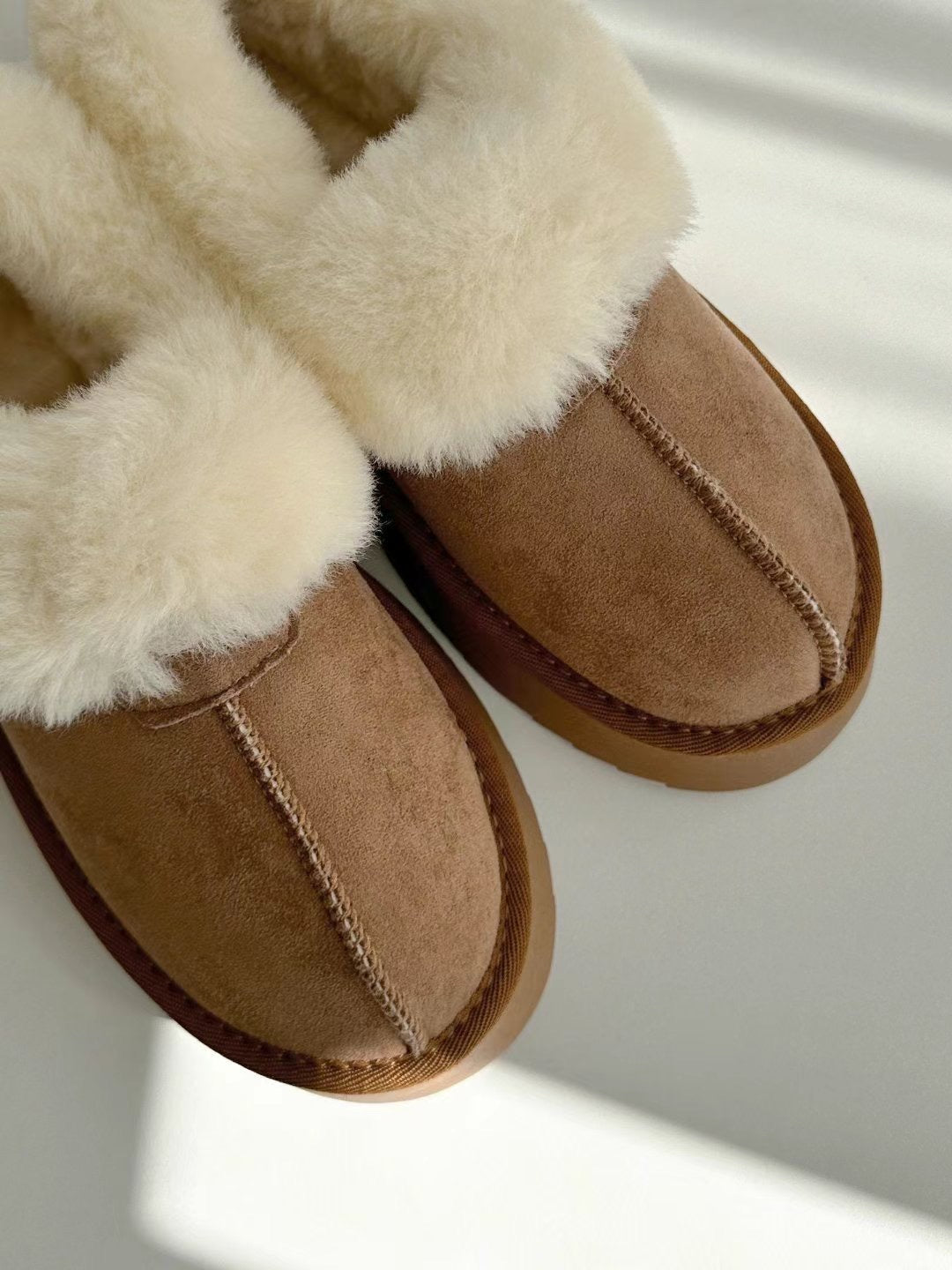 5cm厚底增高!! Cashmere Leather Slipper