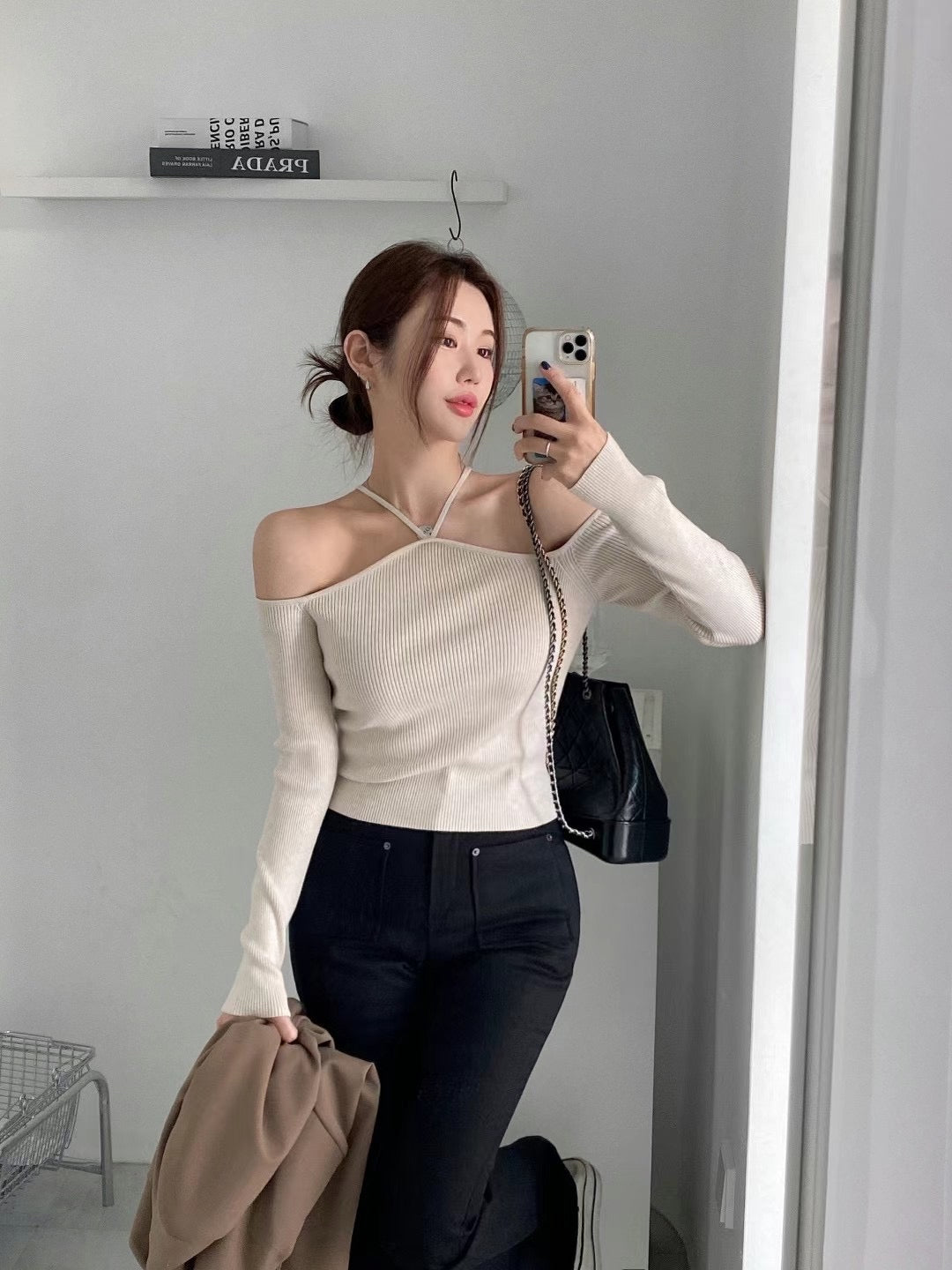 小性感V領掛脖長袖Top