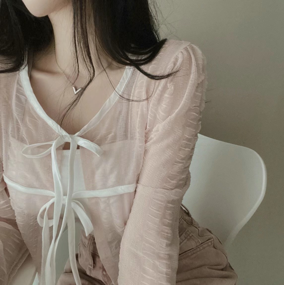 氣質透薄蝴蝶結Cardigans
