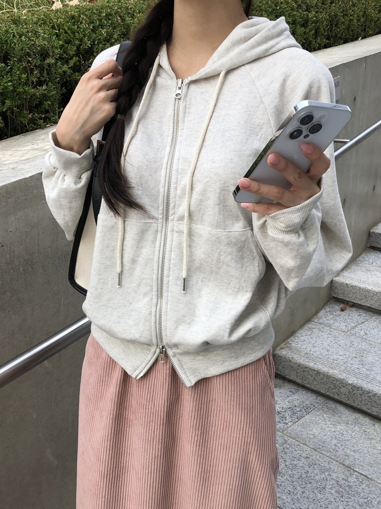 雙拉鏈薄身純色外套
