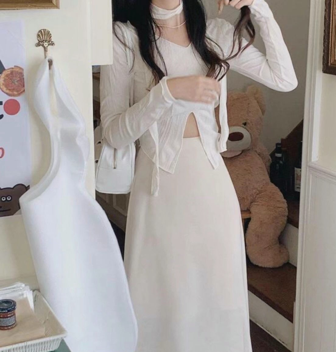 小性感綁頸開衩上衣