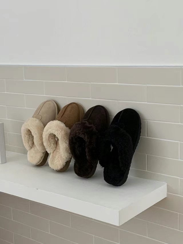 3cm增高!! Color Cashmere Leather Slipper