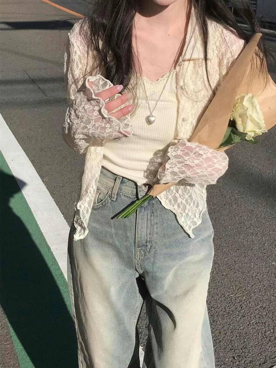 Sexy Flower Grid Lace Cardigans