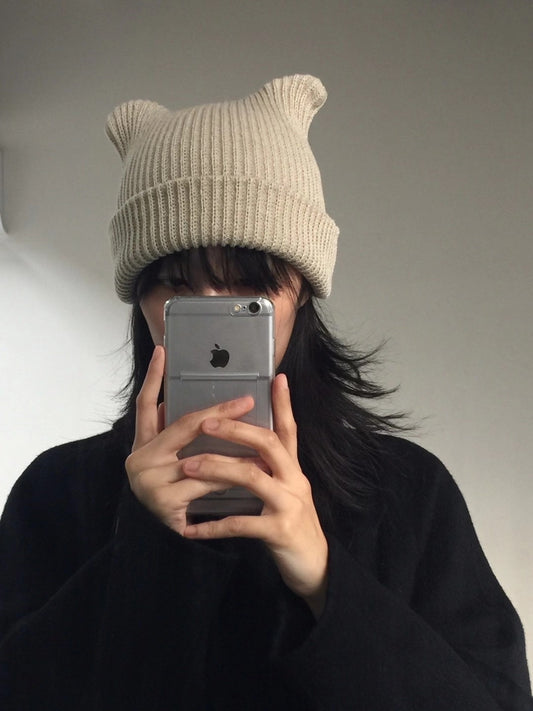 韓系可愛針織動物貓耳帽