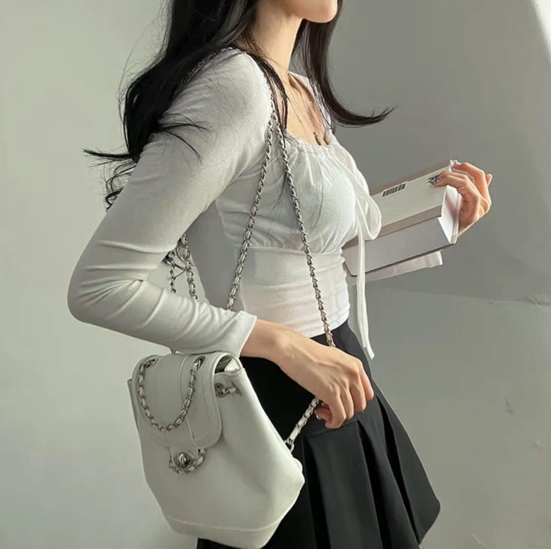 小性感交叉綁帶長袖Top