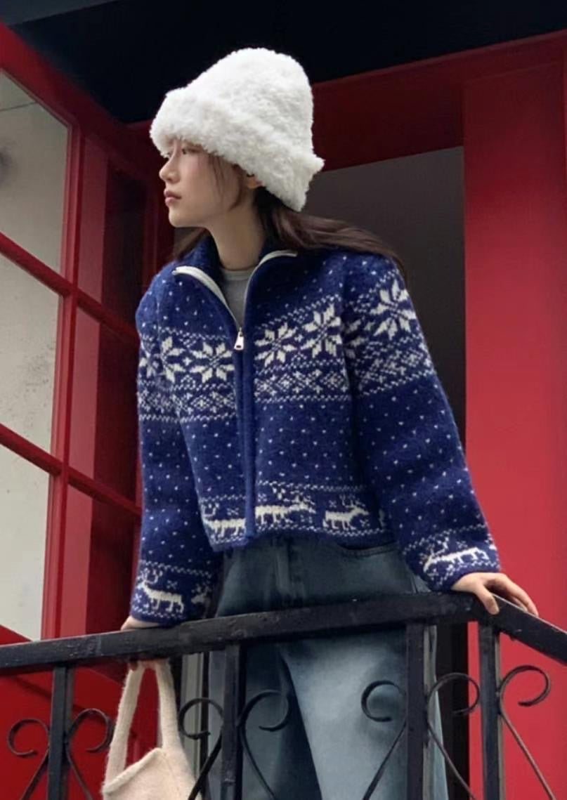 \超有feel/ 雪花點點拉鏈外套