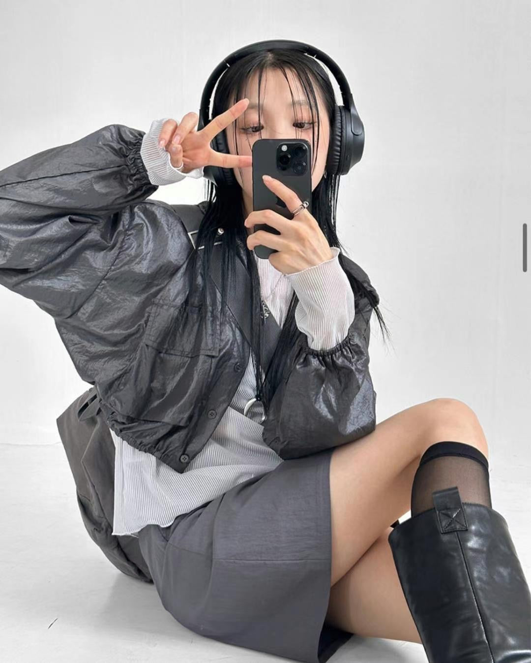 Y2k魚骨辮索帶短裙