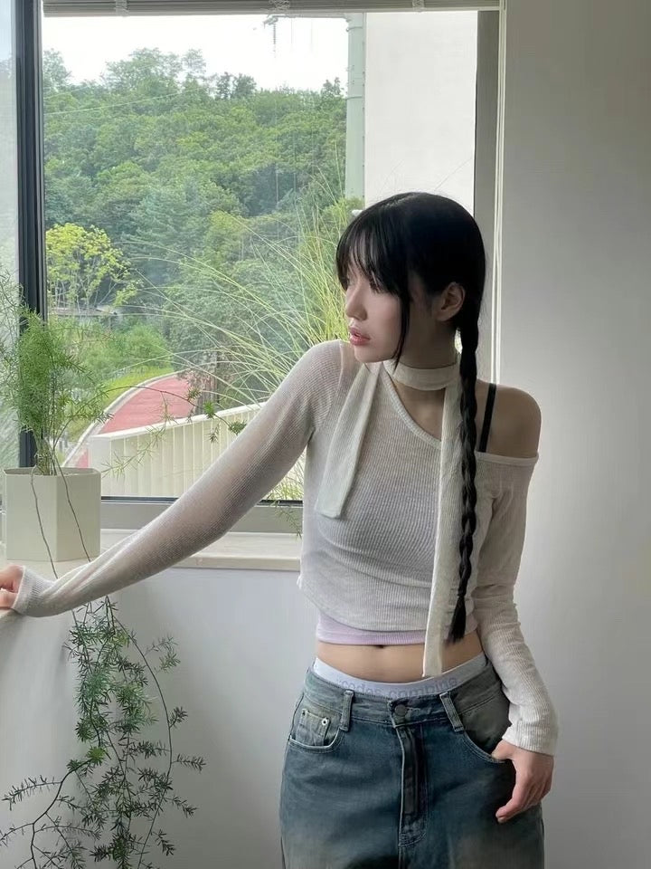 小性感綁頸斜肩Top