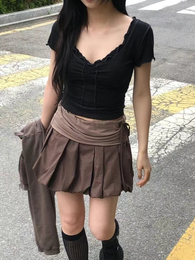 Ruffle Chest Crop Top