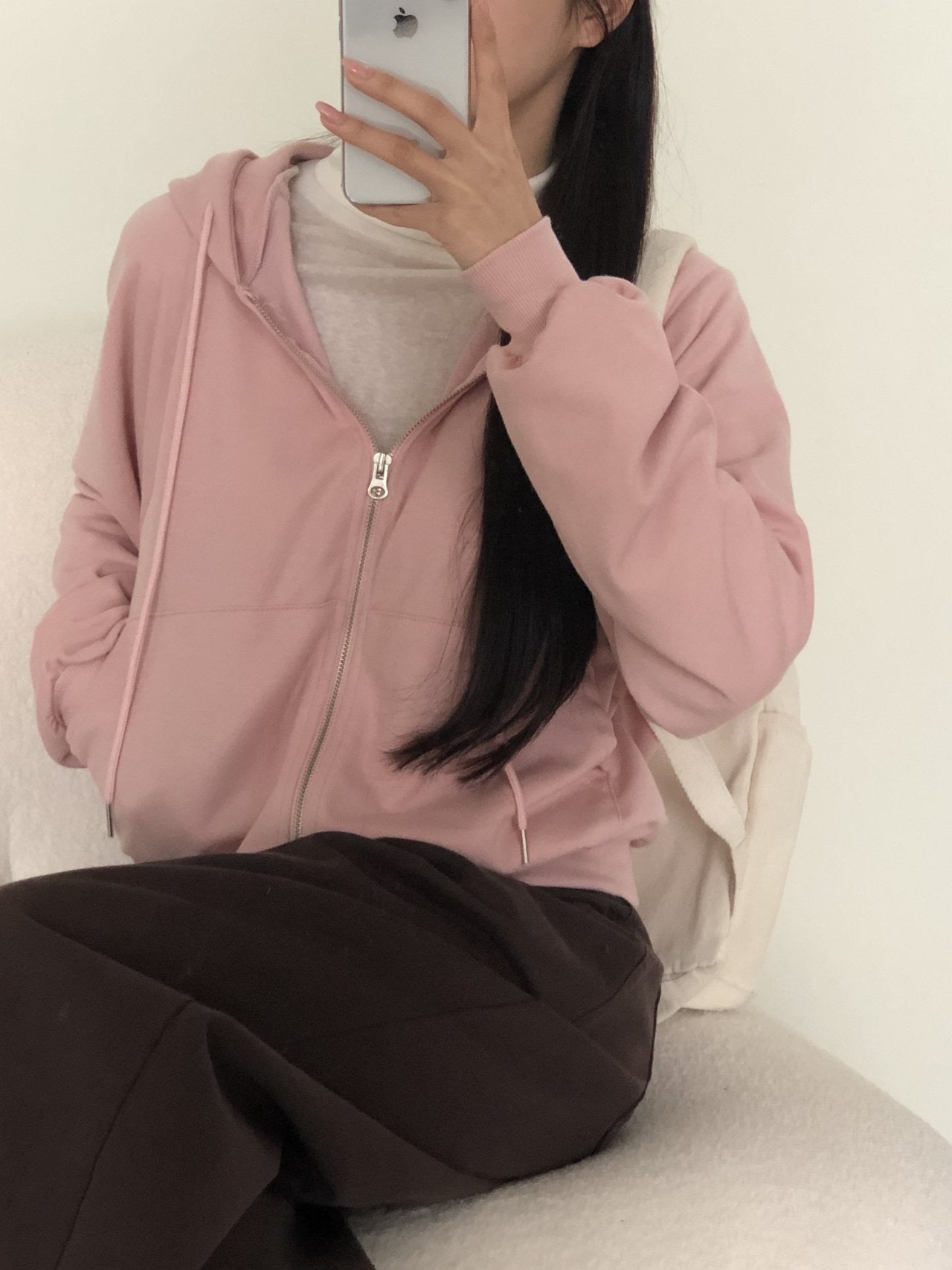 雙拉鏈薄身純色外套