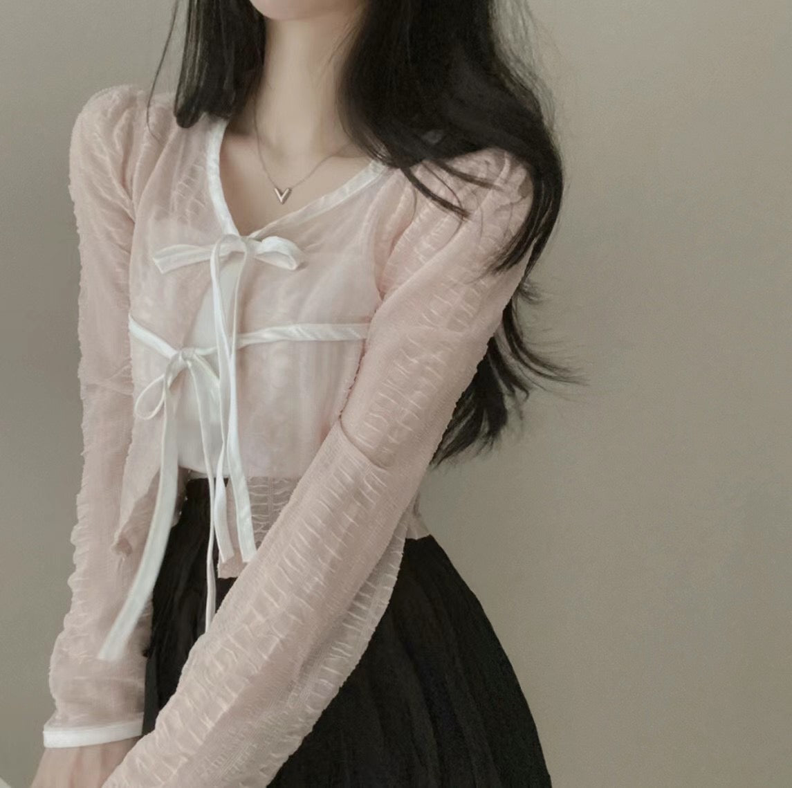 氣質透薄蝴蝶結Cardigans