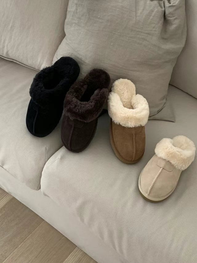 3cm增高!! Color Cashmere Leather Slipper
