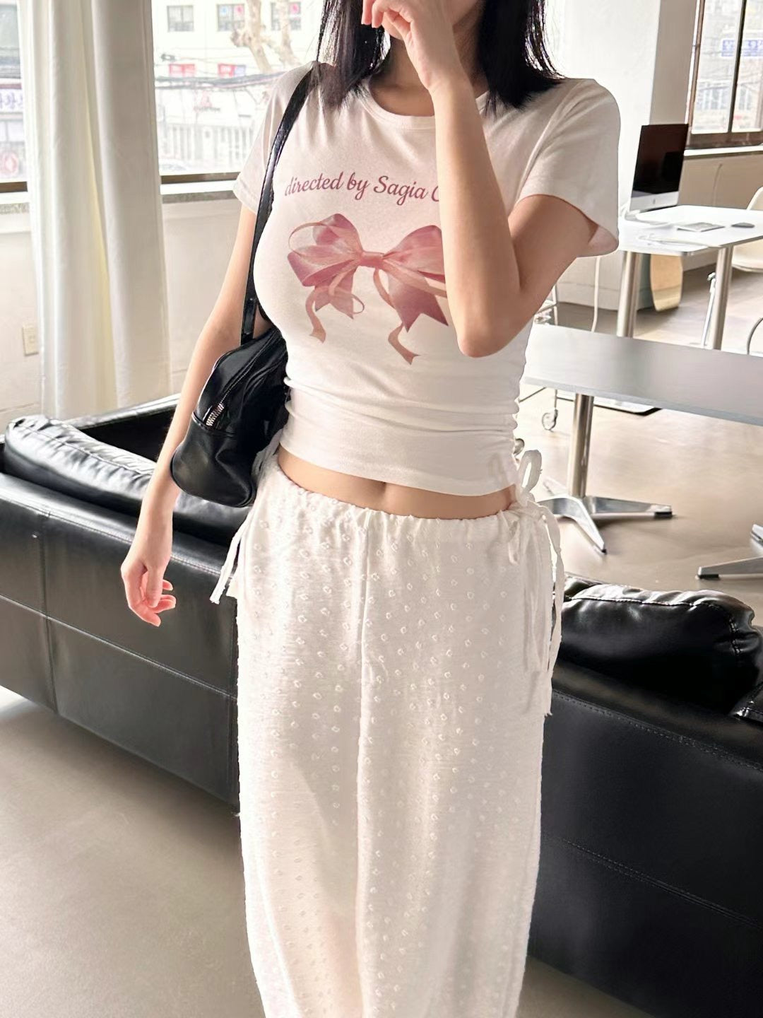 Ribbon Cappala Crop Tee