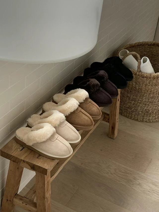 3cm增高!! Color Cashmere Leather Slipper