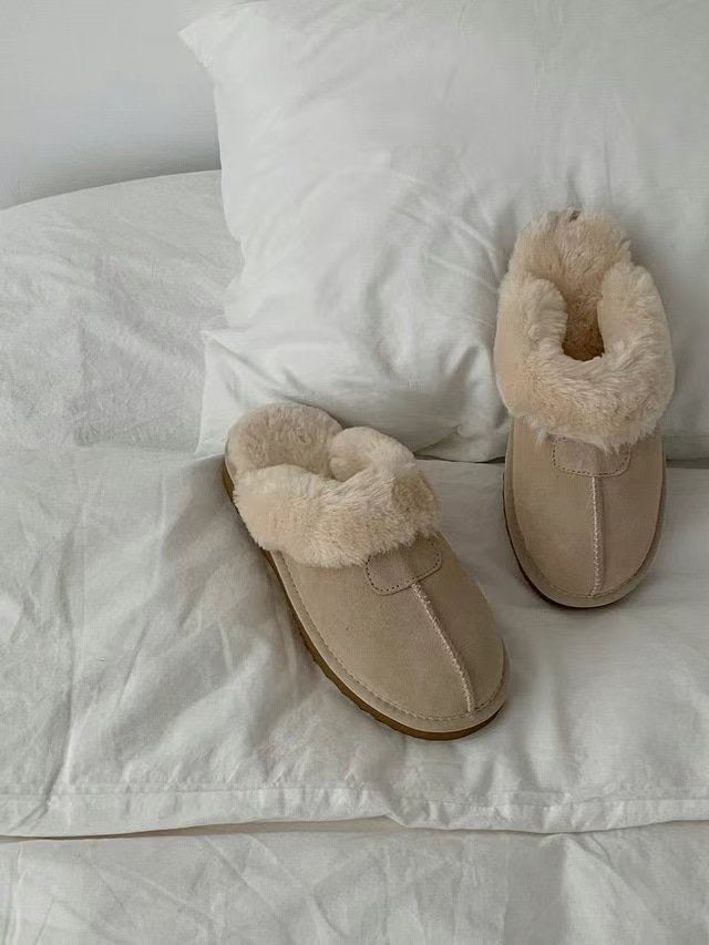 3cm增高!! Color Cashmere Leather Slipper