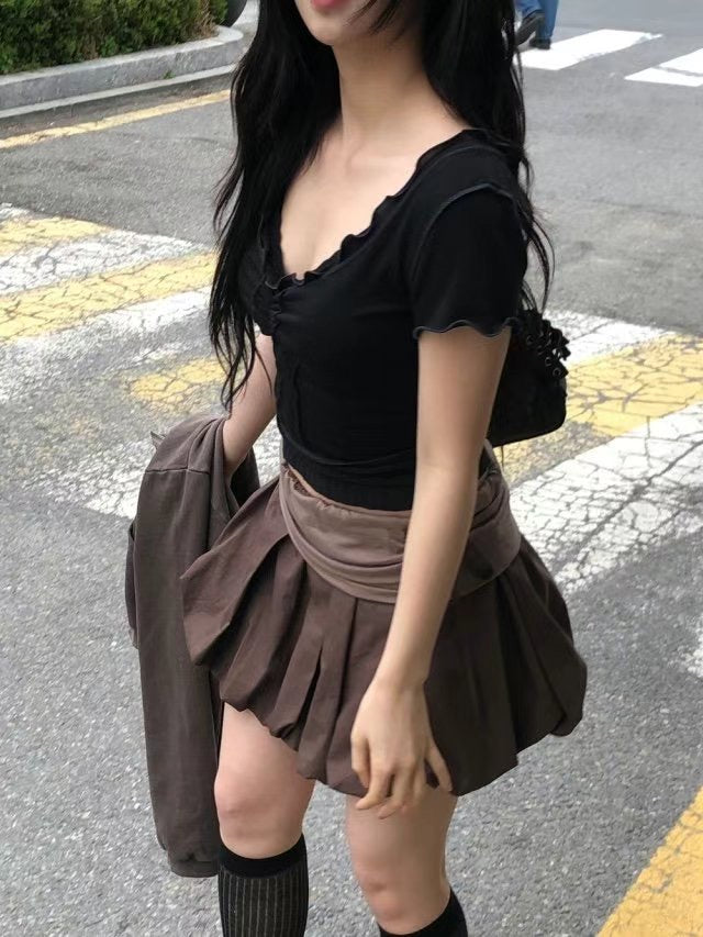 Ruffle Chest Crop Top