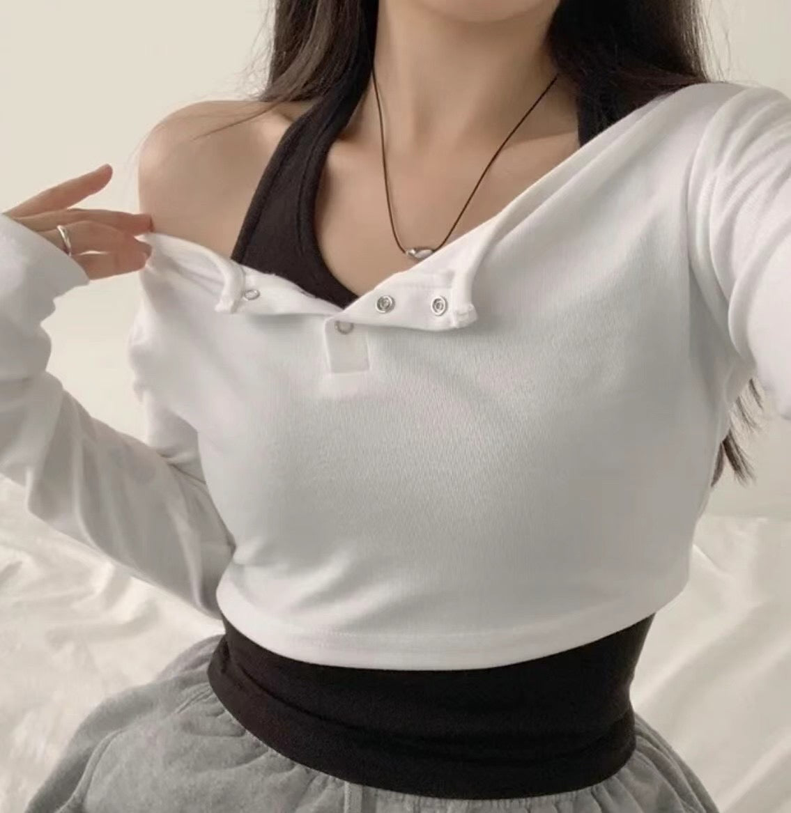 小性感掛頸背心兩件套