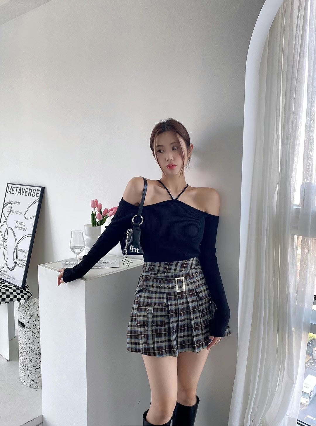 小性感V領掛脖長袖Top