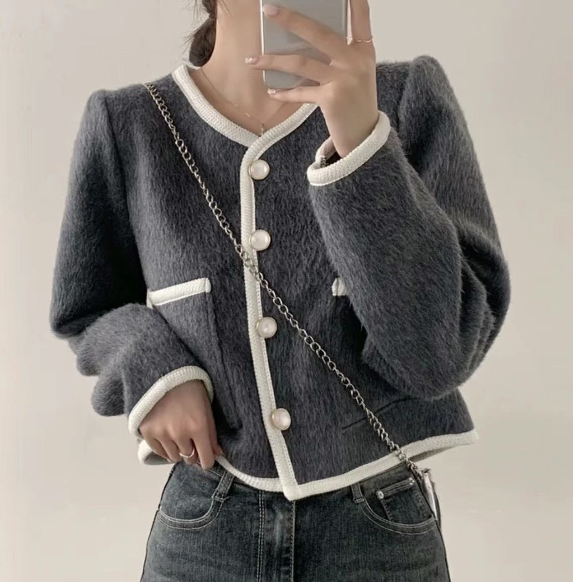 高質軟滑毛毛小香風Cardigans