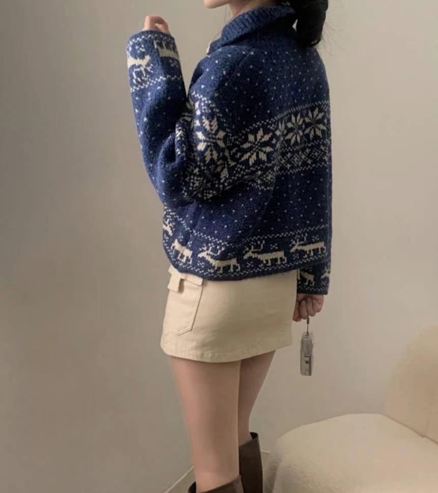 \超有feel/ 雪花點點拉鏈外套