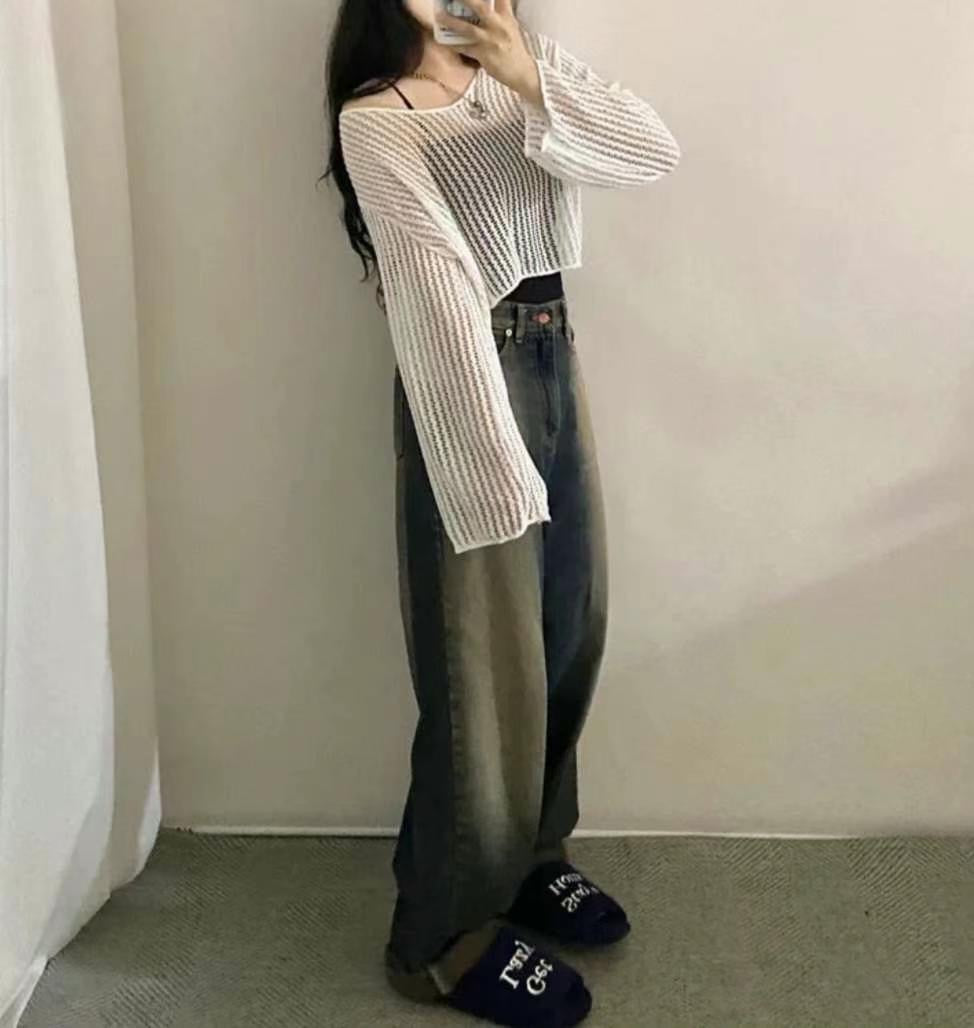 Y2k露肩網格上衣