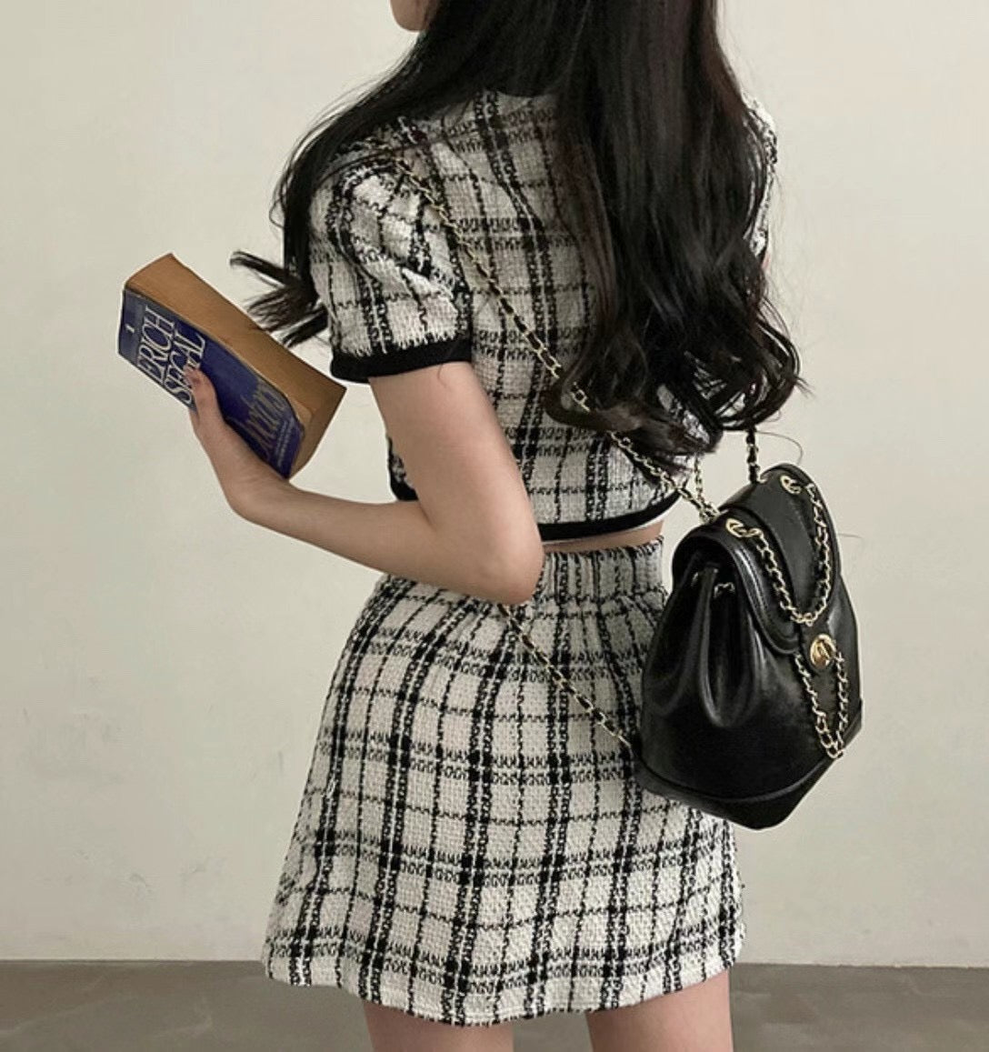 夏日小香風格紋套裝