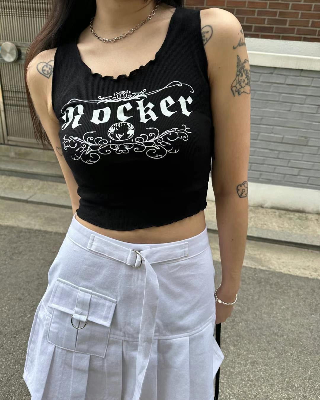 Y2k 木耳邊短版背心